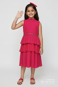 The Nesavu Girls Chanderi Frock Girls Chanderi Frock for Birthdays and Ethnic Celebrations Nesavu 18 (2Y) / Pink GFC2011B-18 Nesavu girls pink chanderi frock birthday celebrations traditional functions