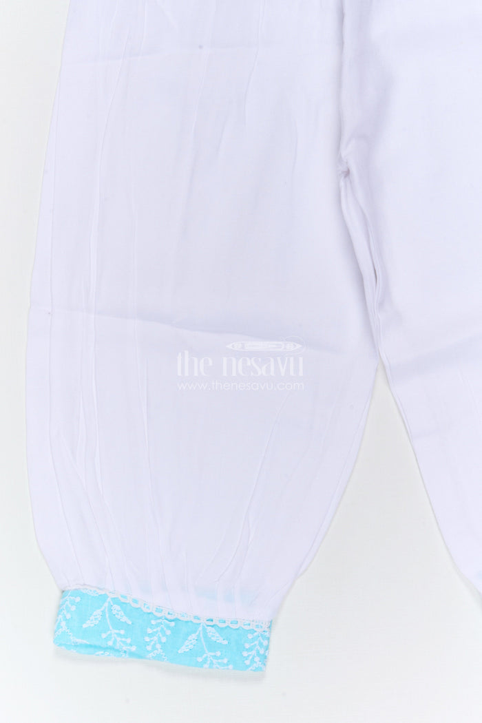 The Nesavu Girls Churidar Sets Girls Churidar Set for Festive Occasions and Family Gatherings Nesavu Nesavu girls cotton churidar set with thread embroidery for festive wear