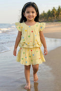 The Nesavu Baby Cotton Frocks Girls Co Ord Set Dress for Casual Outings and Playtime Nesavu 14 (6M) / Yellow / Cotton Blend GCS061B-14 Nesavu Baby Girl Cotton Frock For Casual Wear With Thread Embroidery Sleeveless Playful Design