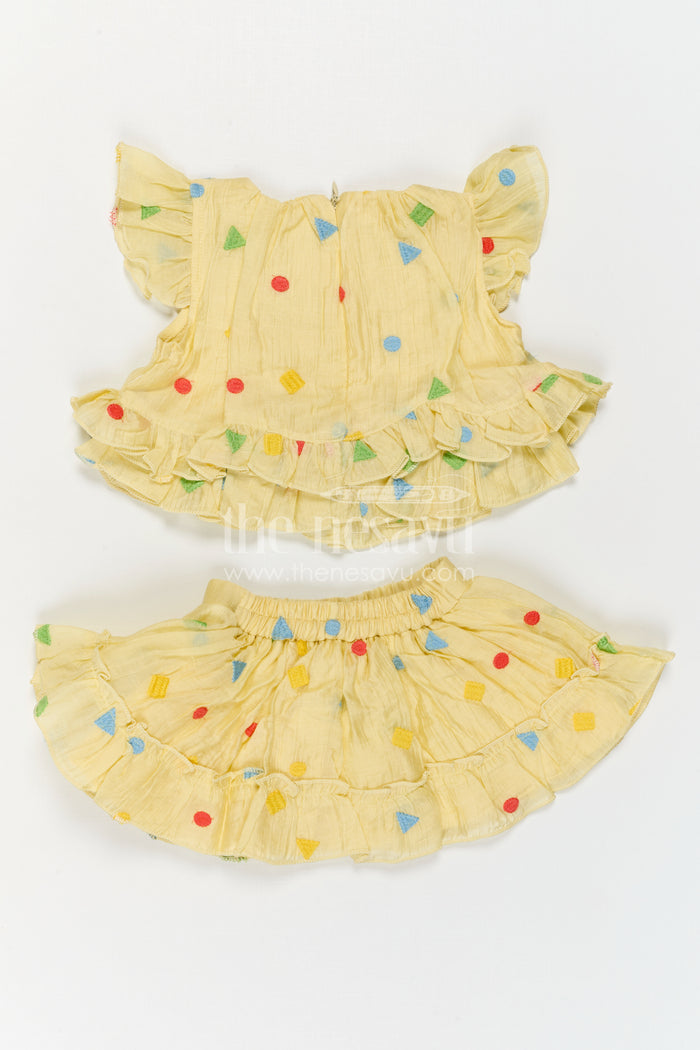 The Nesavu Baby Cotton Frocks Girls Co Ord Set Dress for Casual Outings and Playtime Nesavu Nesavu Baby Girl Cotton Frock For Casual Wear With Thread Embroidery Sleeveless Playful Design