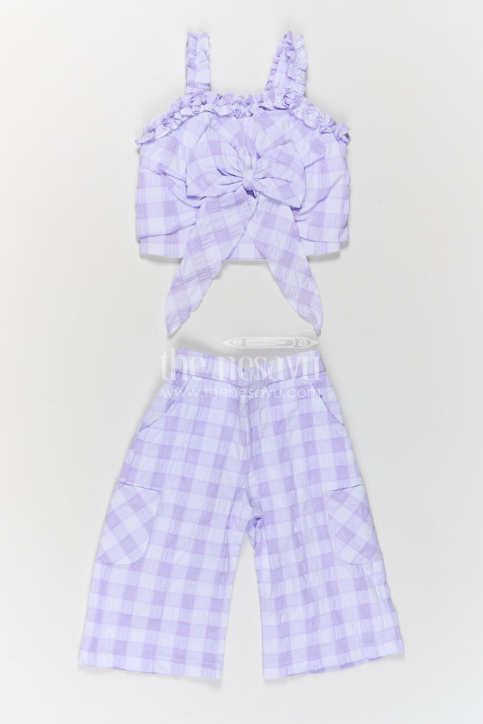 The Nesavu Girls Co-Ord Sets Girls Co Ord Set for Casual Wear and Everyday Outings Nesavu Nesavu girls co ord set for casual wear with rayon cotton stripe design breathable everyday kids outfit