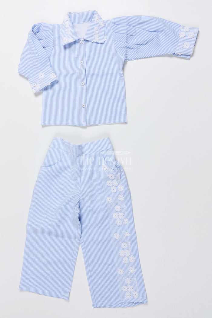 The Nesavu Girls Co-Ord Sets Girls Co-Ord Set with Floral Details for Festive School Days Nesavu Nesavu girls cotton blend co-ord set floral embroidery festive school functions