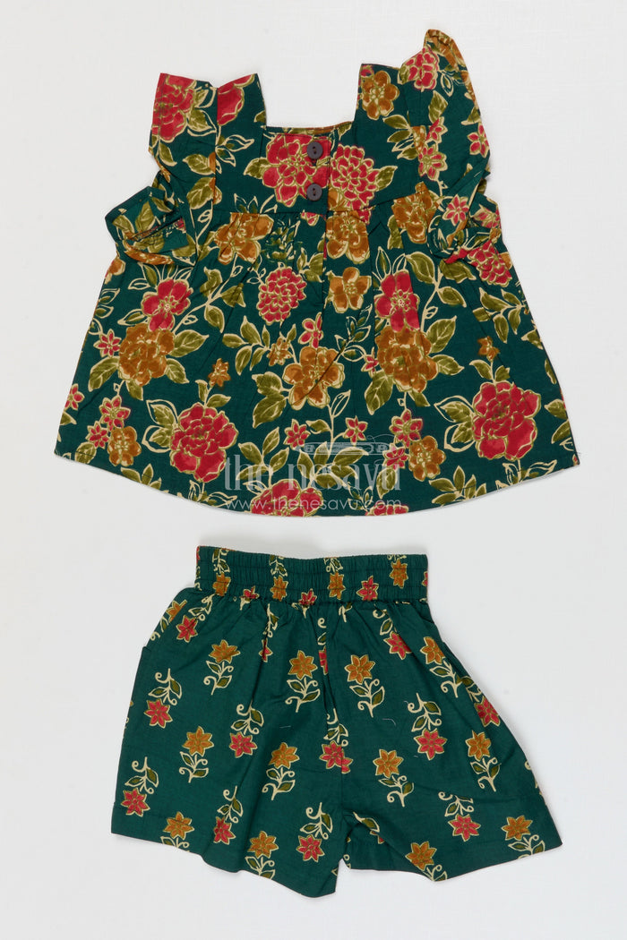 The Nesavu Girls Co-Ord Sets Girls Cotton Co Ord Set for Casual Outings Nesavu Nesavu Girls Cotton Co Ord Set With Digital Print For Casual Outings Festive Wear And Summer Comfort