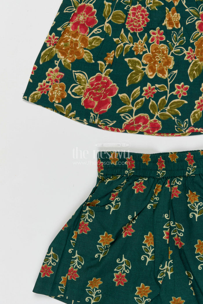 The Nesavu Girls Co-Ord Sets Girls Cotton Co Ord Set for Casual Outings Nesavu Nesavu Girls Cotton Co Ord Set With Digital Print For Casual Outings Festive Wear And Summer Comfort
