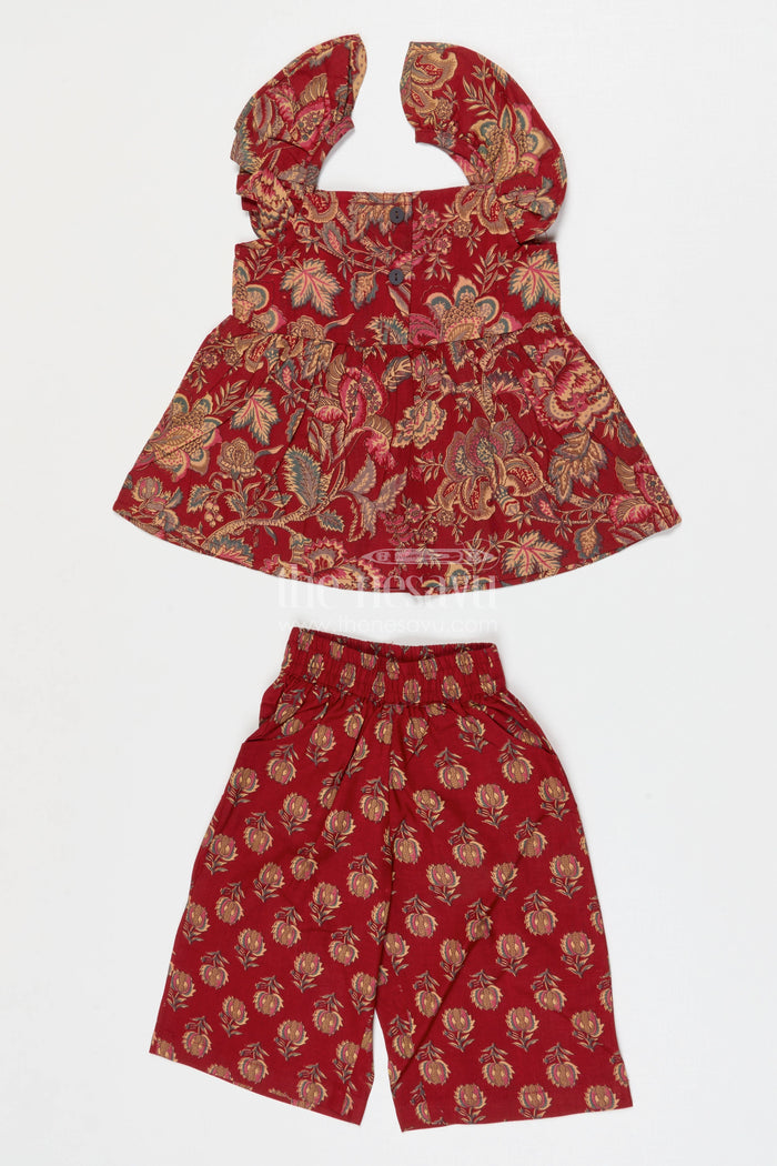 The Nesavu Girls Co-Ord Sets Girls Cotton Co Ord Set for Festive Casual and Outings Nesavu Nesavu Girls Cotton Co Ord Set With Digital Print For Festive Casual Outings And Celebrations