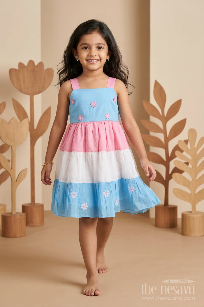 The Nesavu Girls Cotton Frock Girls Cotton Frock for Birthday Celebrations and Family Photos Nesavu 20 (3Y) / Multicolor / Cotton GFC2126B-20 Nesavu girls cotton frock for birthday celebrations twirl dresses for parties and festive occasions