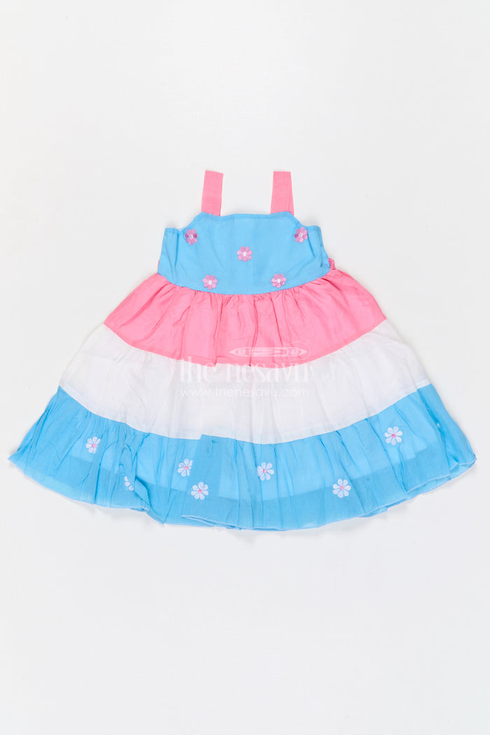 The Nesavu Girls Cotton Frock Girls Cotton Frock for Birthday Celebrations and Family Photos Nesavu 20 (3Y) / Multicolor / Cotton GFC2126B-20 Nesavu girls cotton frock for birthday celebrations twirl dresses for parties and festive occasions