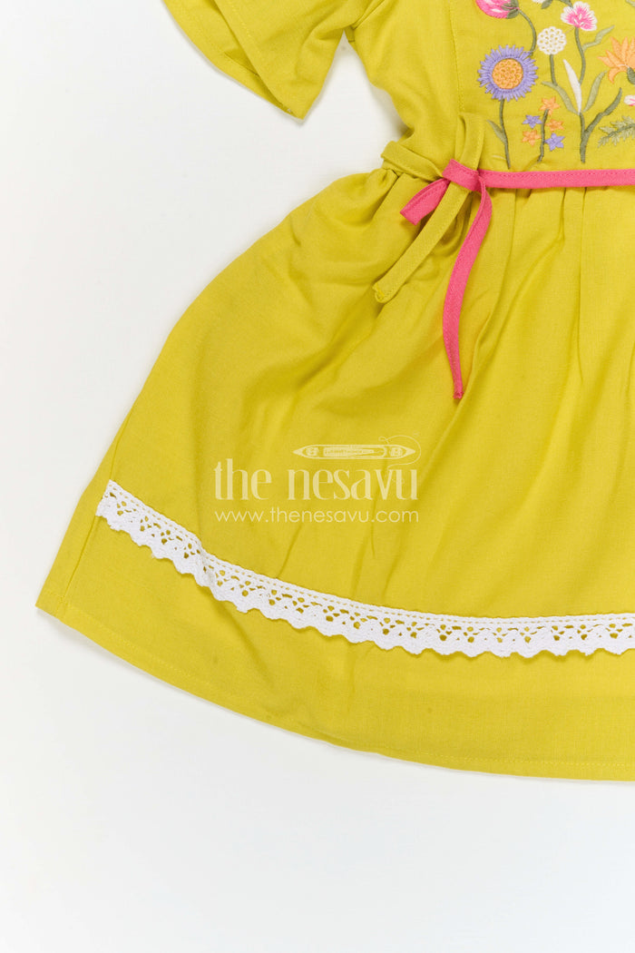 The Nesavu Girls Cotton Frock Girls Cotton Frock for Birthday Outings and Festive Summer Days Nesavu Nesavu Girls Cotton Embroidered Frock For Birthday Celebrations And Festive Summer Outings