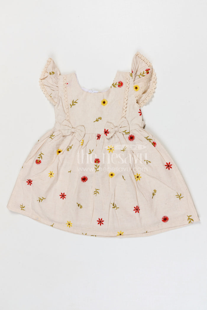 The Nesavu Girls Cotton Frock Girls Cotton Frock for Birthday Parties and Festive Gatherings Nesavu 20 (3Y) / Multicolor / Cotton GFC2136A-20 Nesavu girls cotton embroidered frock for birthday parties festive occasions and family celebrations