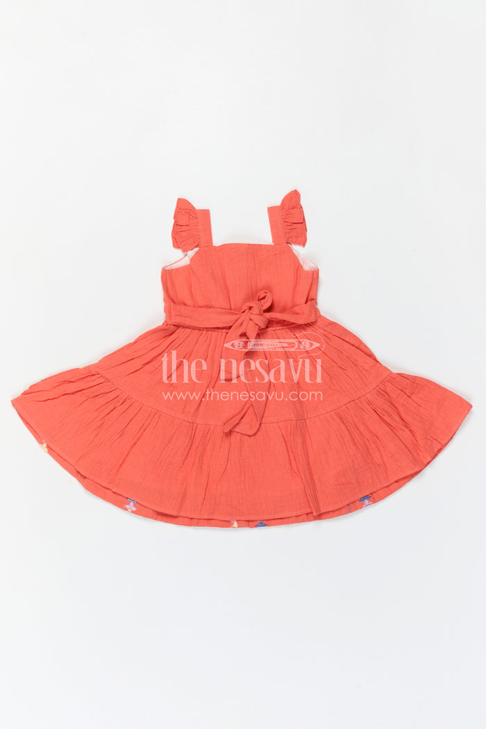 The Nesavu Girls Cotton Frock Girls Cotton Frock for Festival Celebrations and Family Functions Nesavu Nesavu Girls Cotton Frock For Festive Outings With Muslin Fabric And Thread Embroidery For Stylish Comfort
