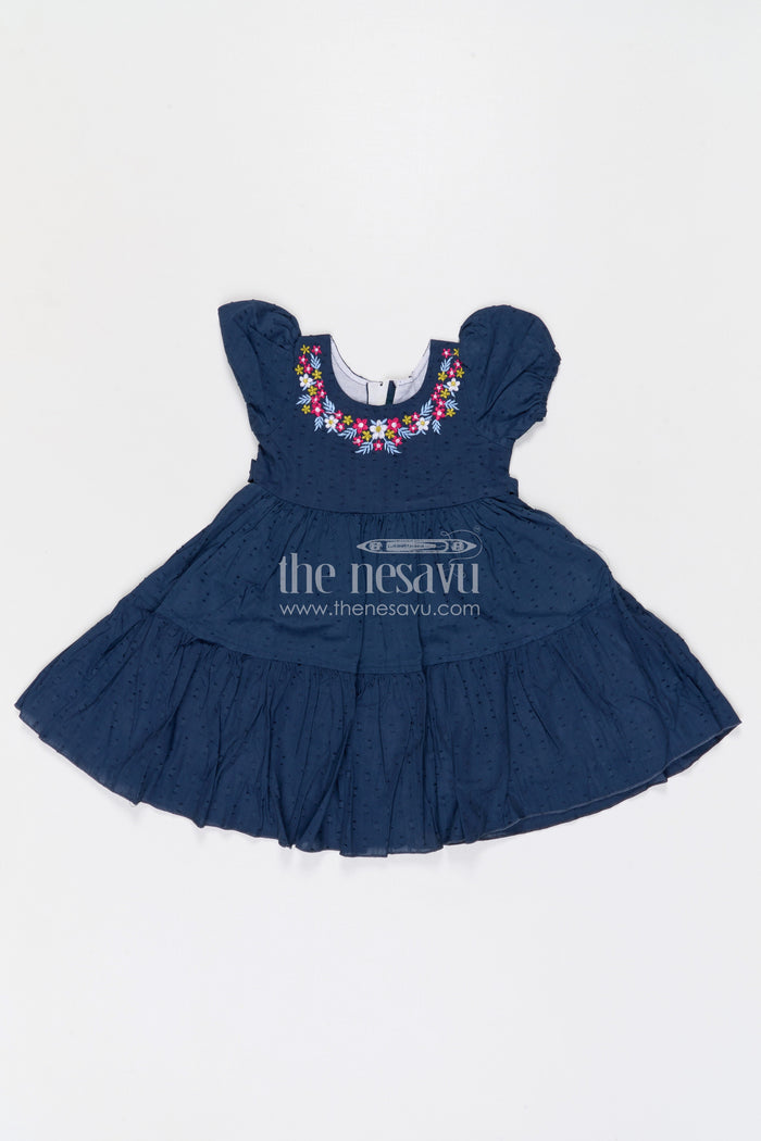 The Nesavu Girls Cotton Frock Girls Cotton Party Frock for Birthdays and Special Celebrations Nesavu 20 (3Y) / Blue / Cotton GFC2128A-20 Nesavu girls cotton dobby frock for birthday parties festive celebrations and special occasions