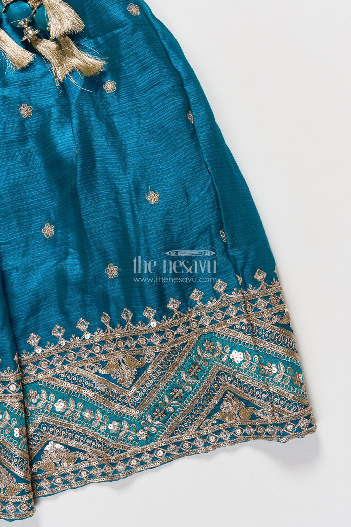 The Nesavu Girls Lehenga Choli Girls Designer Lehenga Choli for Festive Functions and Family Portraits Nesavu Nesavu girls festive lehenga choli organza sequin embroidery made weddings family functions