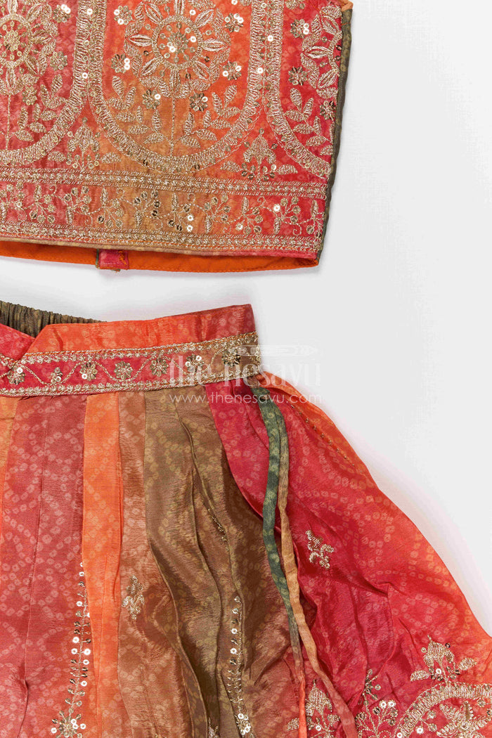 The Nesavu Girls Fancy Lehenga Girls Designer Lehenga for Weddings and Diwali Celebrations Nesavu Nesavu girls designer georgette lehenga for weddings and festive celebrations with embroidered yoke