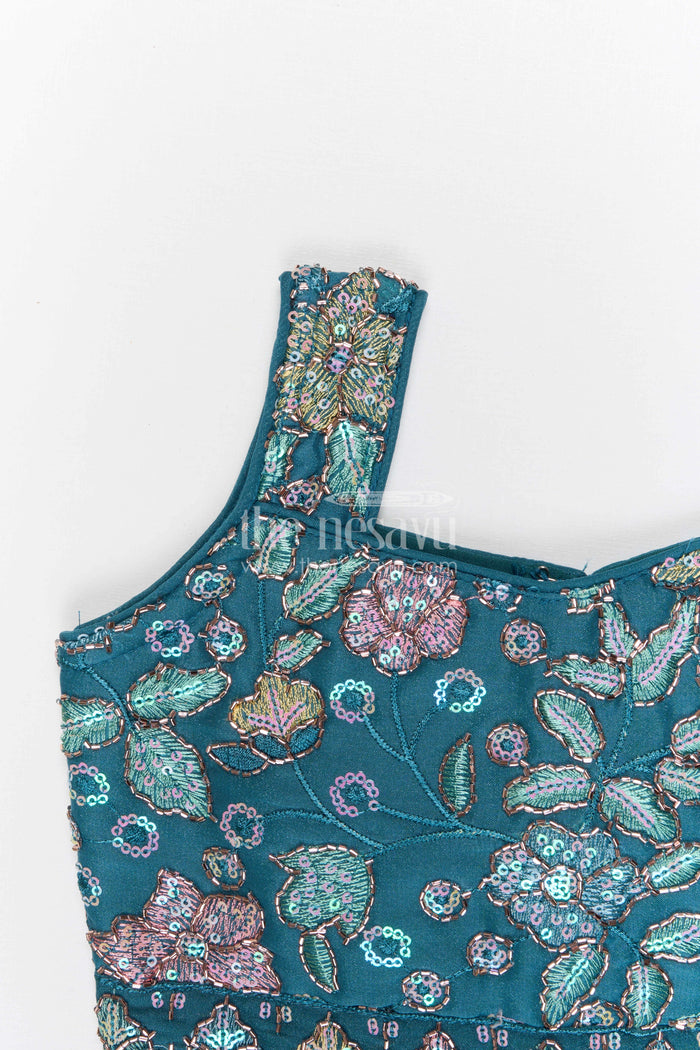 The Nesavu Girls Fancy Lehenga Girls Designer Lehenga for Weddings and Festive Celebrations Nesavu Nesavu girls designer lehenga for weddings and festive celebrations with embroidered georgette yoke