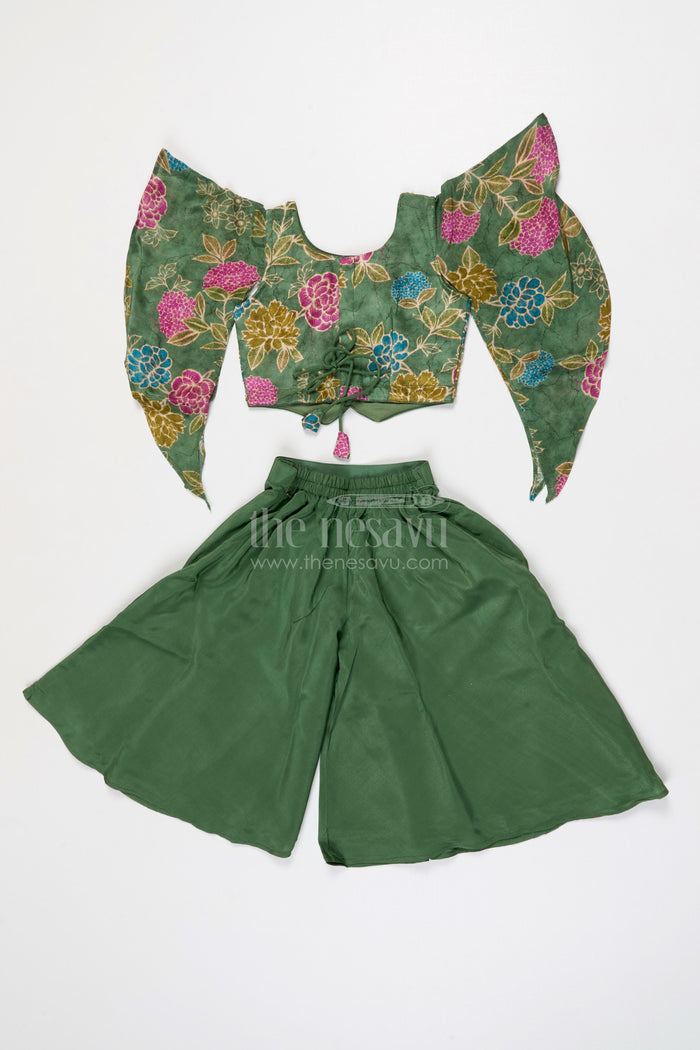 The Nesavu Girls Sharara / Plazo Set Girls Designer Palazzo Set for Weddings and Festive Wear Nesavu Nesavu Girls Georgette Palazzo Set With Designer Sequence Embroidery For Weddings And Festive Occasions