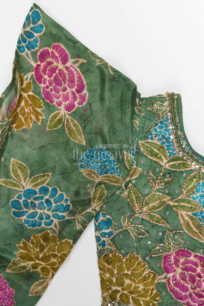 The Nesavu Girls Sharara / Plazo Set Girls Designer Palazzo Set for Weddings and Festive Wear Nesavu Nesavu Girls Georgette Palazzo Set With Designer Sequence Embroidery For Weddings And Festive Occasions