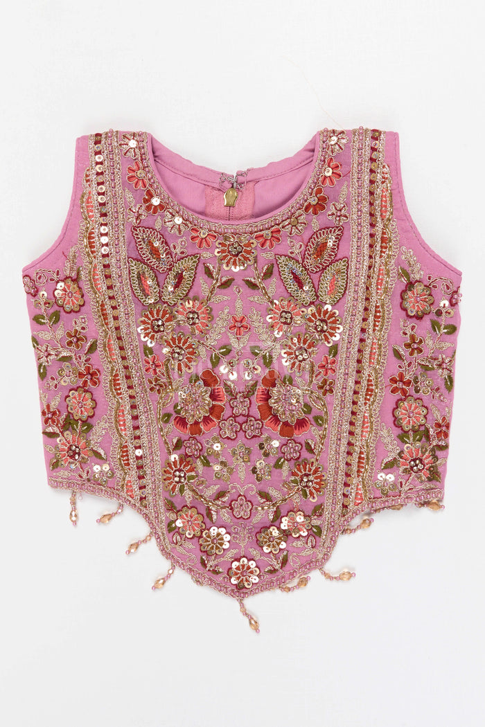 The Nesavu Girls Sharara / Plazo Set Girls Designer Sharara Set for Wedding Receptions Nesavu Nesavu Girls Georgette Sharara Set With Designer Embroidery For Wedding Receptions And Festive Events