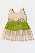 The Nesavu Girls Kanchi Silk Frock Girls Designer Silk Frock for Weddings and Festive Occasions Nesavu 10 (NB) / Green / Style 1 KSF026AA-10 Nesavu Girls Semi Designer Wedding Kanchivaram Silk Frock For Weddings And Festive Celebrations