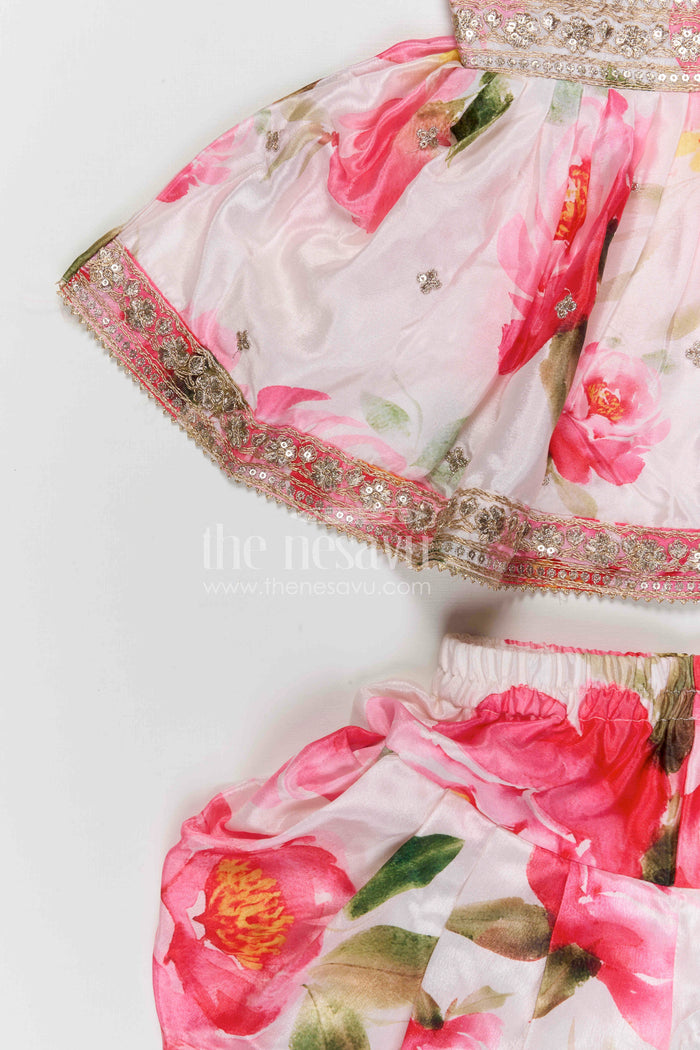 The Nesavu Girls Dothi Sets Girls Dhoti Set for Festive Occasions and Cultural Celebrations Nesavu Nesavu girls crepe silk dhoti set with embroidered yoke for festive celebrations and weddings