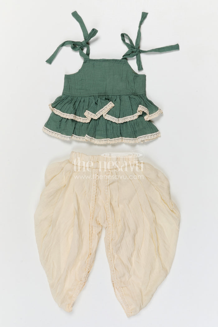 The Nesavu Girls Dothi Sets Girls Dhoti Set for Festive Occasions and Traditional Wear Nesavu Nesavu girls dhoti set for festive occasions with cotton blend fabric comfortable traditional kids outfit