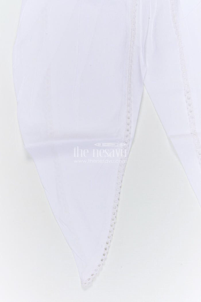 The Nesavu Girls Dothi Sets Girls Dhoti Set for School Ethnic Day and Festivals Nesavu Nesavu girls cotton dhoti set with thread embroidery for school ethnic day