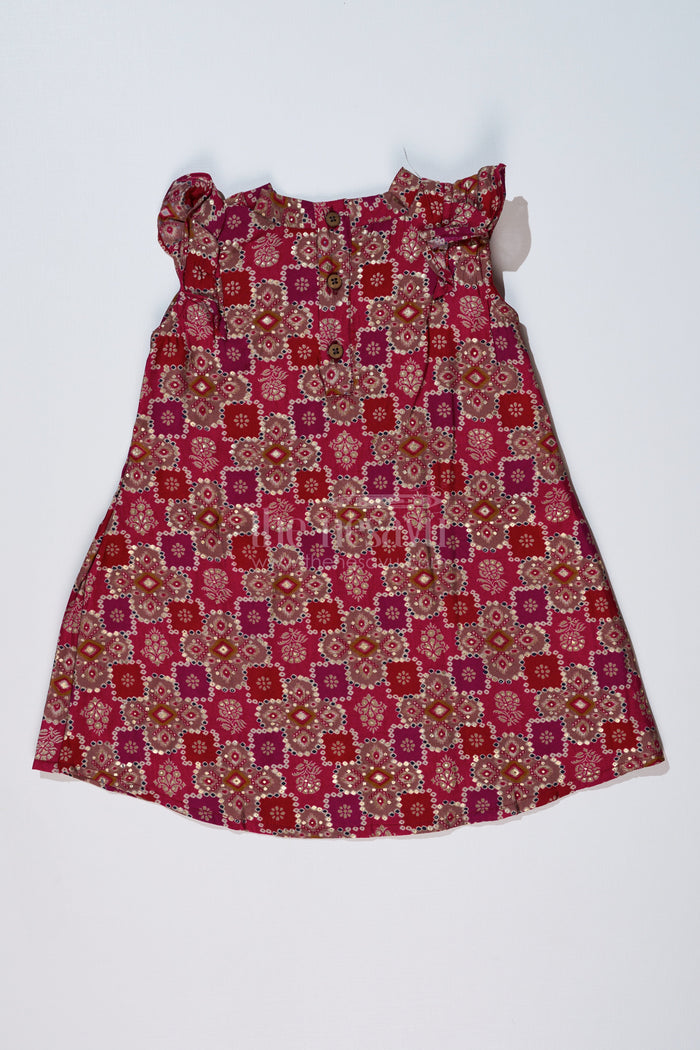 The Nesavu Girls Cotton Frock Girls Dm Frock in Muslin Silk with Stylish Pleats and Bow Detail Nesavu Nesavu Girls DM Frock Muslin Silk Stylish Pleats Shoulder Bow
