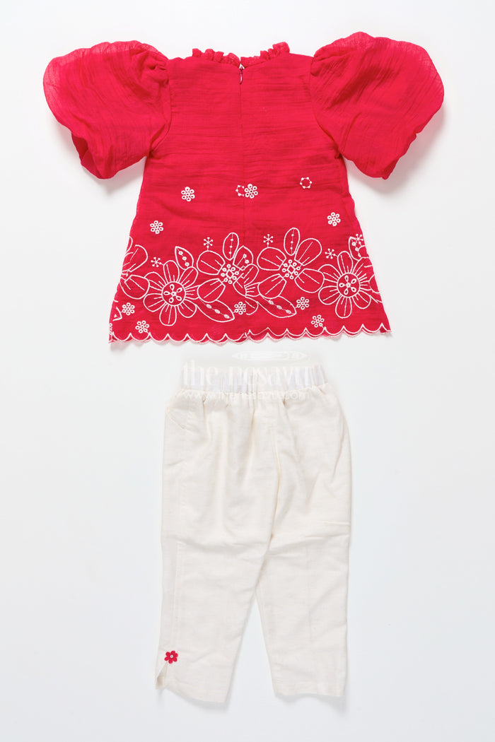 The Nesavu Girls Co-Ord Sets Girls Embroidered Cotton Plazo Set for Festive and Cultural Events Nesavu Nesavu girls embroidered plazo set traditional wear poojas cultural functions