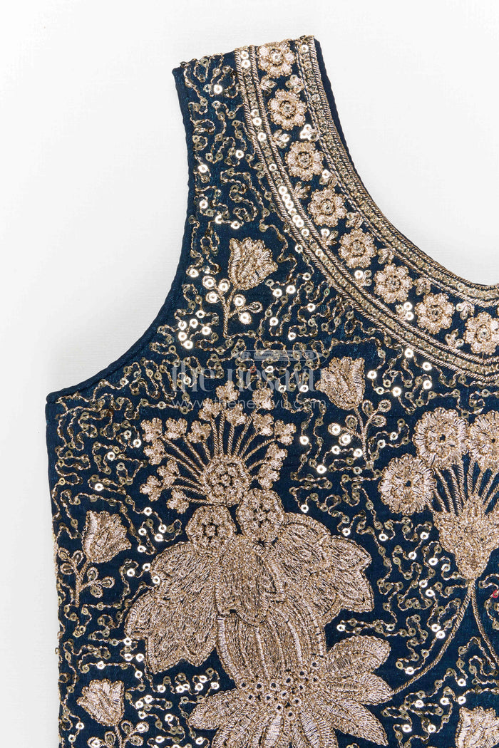 The Nesavu Girls Lehenga Choli Girls Embroidered Design Lehenga Choli for Weddings and Festive Occasions Nesavu Nesavu girls silk crepe embroidered lehenga choli for weddings and festive celebrations