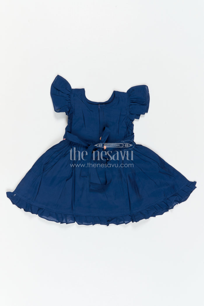 The Nesavu Girls Chanderi Frock Girls Embroidered Frock for Birthdays and Festive Celebrations Nesavu Nesavu Girls Chanderi Cotton Frock With Embroidery For Birthdays And Festive Occasions