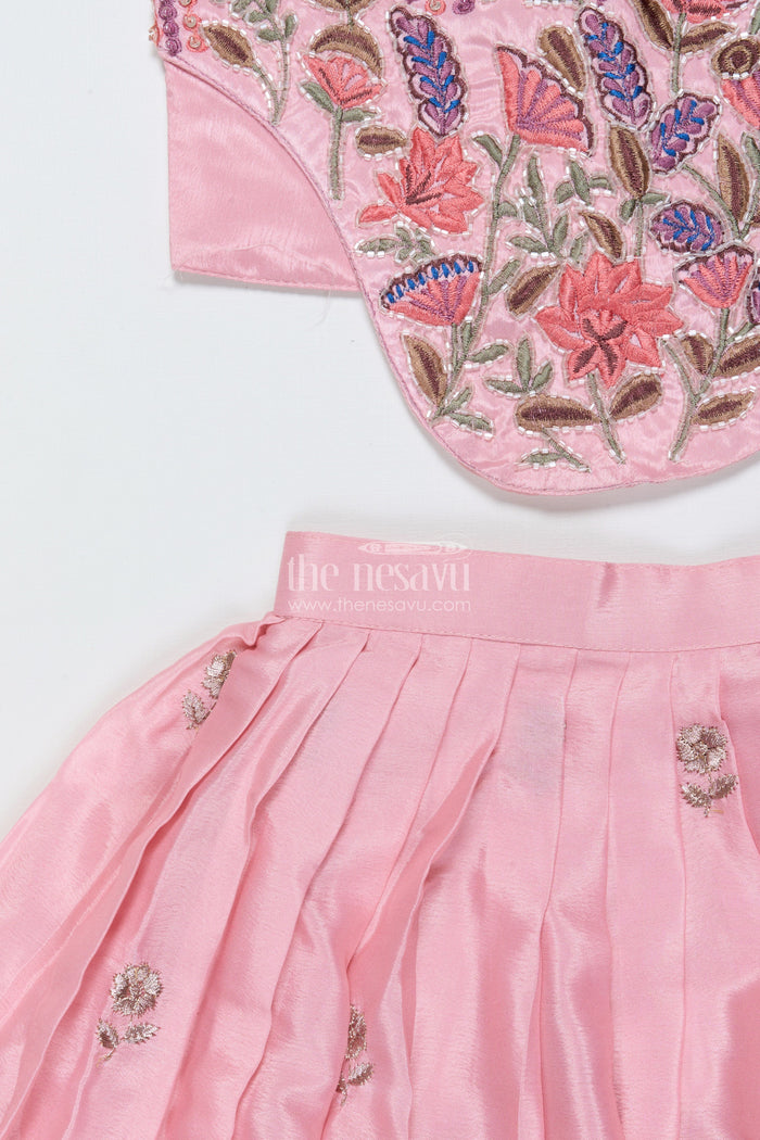 The Nesavu Girls Lehenga Choli Girls Embroidered Lehenga Choli for Weddings and Festive Functions Nesavu Nesavu girls embroidered lehenga choli georgette weddings festive celebrations