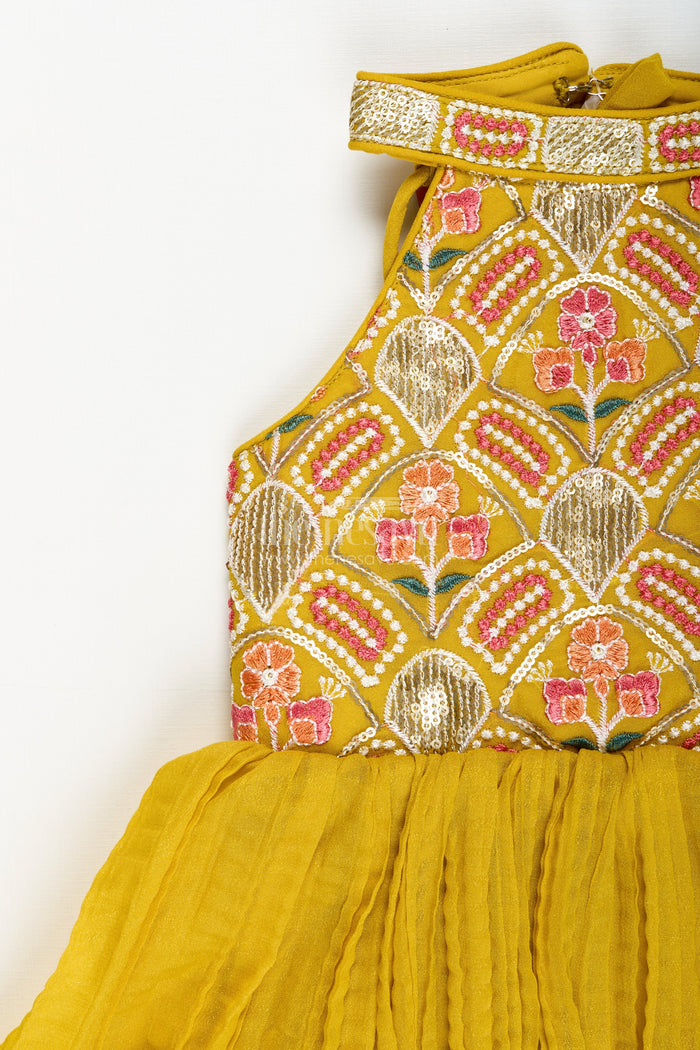 The Nesavu Girls Sharara / Plazo Set Girls Embroidered Sharara Set in Georgette for Weddings and Cultural Events Nesavu Nesavu girls embroidered georgette sharara set weddings festive functions stage performances