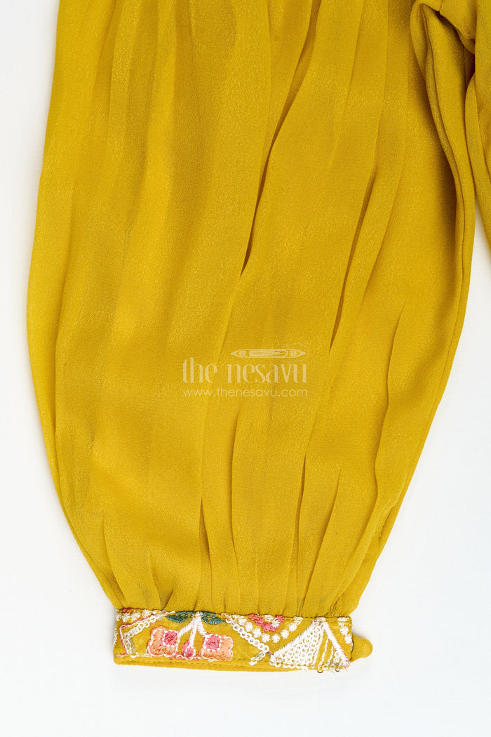 The Nesavu Girls Sharara / Plazo Set Girls Embroidered Sharara Set in Georgette for Weddings and Cultural Events Nesavu Nesavu girls embroidered georgette sharara set weddings festive functions stage performances