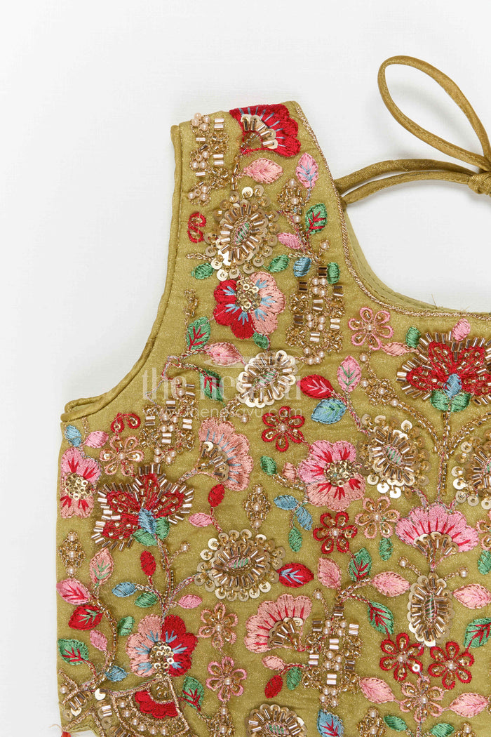 The Nesavu Girls Sharara / Plazo Set Girls Embroidered Sharara Set in Silk Blend for Festive and Wedding Wear Nesavu Nesavu girls viscose blend silk sharara set with embroidered yoke for festive wear