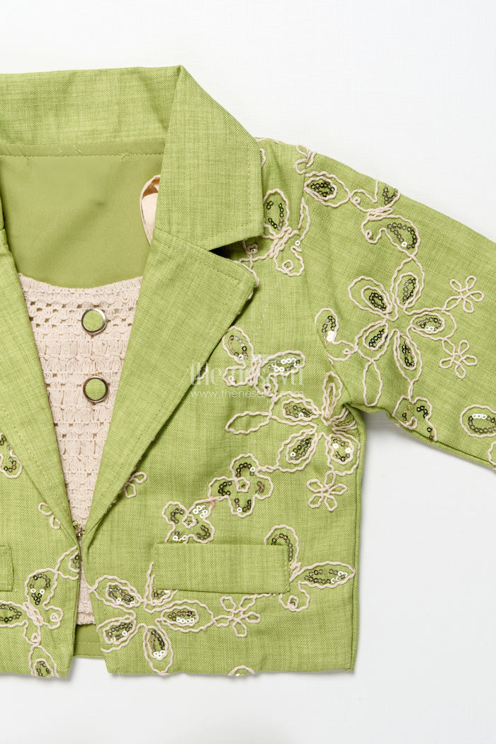 The Nesavu Girls Casual Set Girls Ethnic Blazer Set for Festive Outings and School Celebrations Nesavu Nesavu girls blazer set ethnic school days festive family gatherings