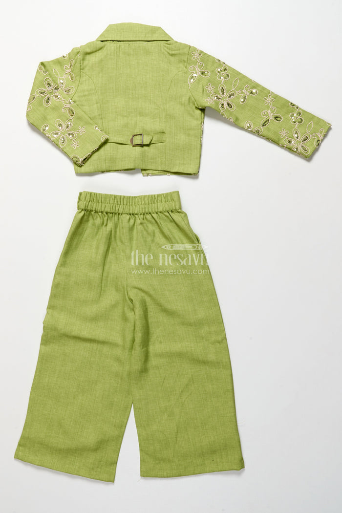 The Nesavu Girls Casual Set Girls Ethnic Blazer Set for Festive Outings and School Celebrations Nesavu Nesavu girls blazer set ethnic school days festive family gatherings