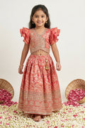 The Nesavu Girls Ethnic Lehenga Girls Ethnic Lehenga with Designer Yoke for Traditional Ceremonies Nesavu 16 (1Y) / Pink / Cotton Silk GL870A-16 Nesavu ethnic lehenga for girls with kora tissue silk and designer yoke – perfect for weddings and ceremonies