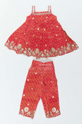 The Nesavu Girls Co-Ord Sets Girls Ethnic Pant Set for Birthday Functions and Festive Occasions Nesavu 18 (2Y) / Red / Viscose GPS1128B-18 Nesavu Girls Ethnic Viscose Pant Set For Birthday Functions Festive Occasions And Cultural Celebrations