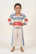 The Nesavu Girls Co-Ord Sets Girls Ethnic Plazo Set with Woven Pattern for Traditional Dressing Nesavu 18 (2Y) / Cream GPS861A-18 Nesavu girls cotton plazo set ethnic weave festive functions temple visits school events