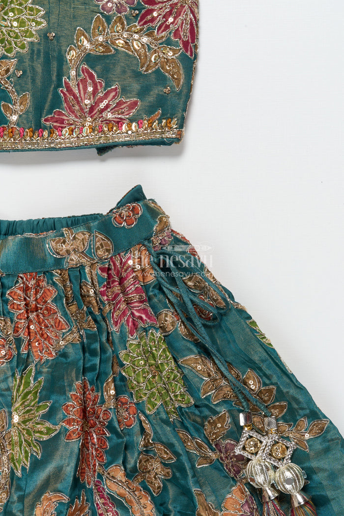 The Nesavu Girls Fancy Lehenga Girls Fancy Lehenga Set with Stylish Dupatta and Traditional Detailing Nesavu Nesavu girls fancy lehenga set printed blouse dupatta