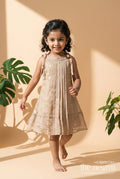 The Nesavu Girls Cotton Frock Girls Festive Frock for Cultural Programs and Family Gatherings Nesavu 22 (4Y) / Gray / Silk Blend GFC2066A-22 Nesavu girls tissue silk frock with pleats for festive events and cultural family gatherings