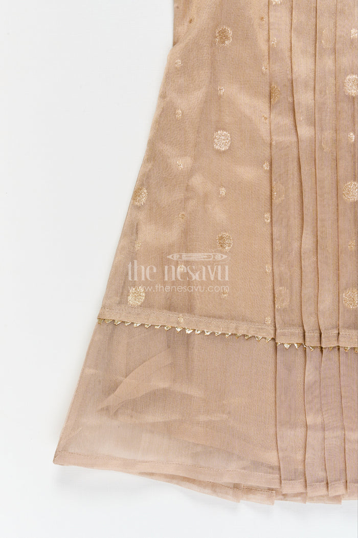 The Nesavu Girls Cotton Frock Girls Festive Frock for Cultural Programs and Family Gatherings Nesavu Nesavu girls tissue silk frock with pleats for festive events and cultural family gatherings