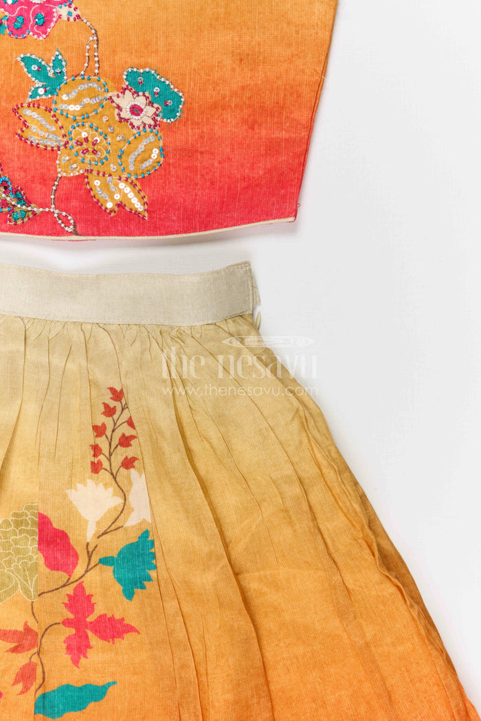 The Nesavu Girls Lehenga Choli Girls Festive Lehenga Choli for Weddings and Celebrations Nesavu Nesavu girls modal silk festive lehenga choli for weddings and celebrations with digital print