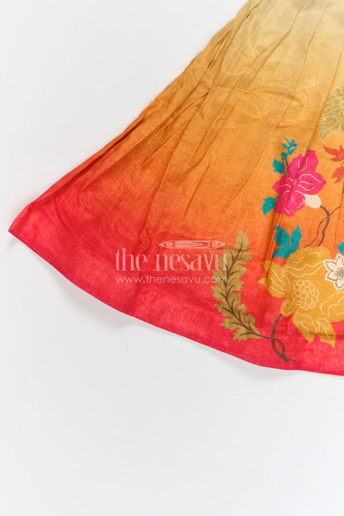 The Nesavu Girls Lehenga Choli Girls Festive Lehenga Choli for Weddings and Celebrations Nesavu Nesavu girls modal silk festive lehenga choli for weddings and celebrations with digital print