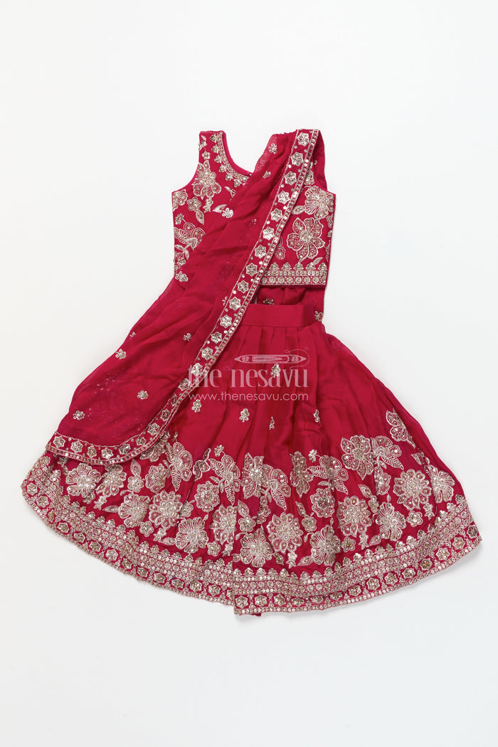 The Nesavu Girls Lehenga Choli Girls Festive Lehenga Choli Set with Traditional Embroidered Blouse Nesavu Nesavu girls georgette lehenga choli festive occasions