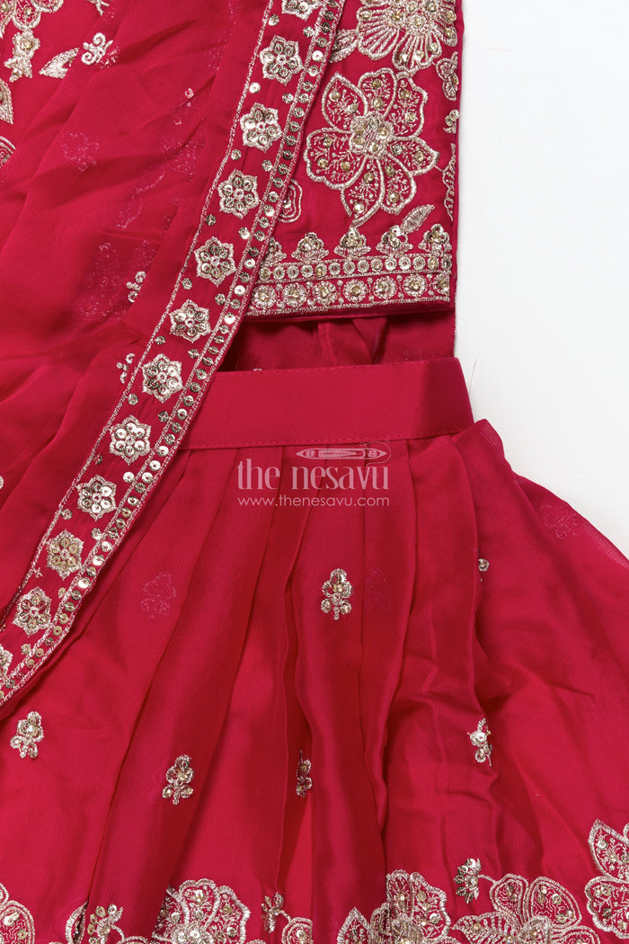 The Nesavu Girls Lehenga Choli Girls Festive Lehenga Choli Set with Traditional Embroidered Blouse Nesavu Nesavu girls georgette lehenga choli festive occasions