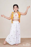 The Nesavu Girls Lehenga Choli Girls Festive Lehenga Set with Printed Dupatta and Crop Blouse Nesavu 18 (2Y) / Multicolor GL710A-18 Nesavu girls festive lehenga choli set mirror work