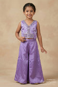 The Nesavu Girls Sharara / Plazo Set Girls Festive Palazzo Set for Weddings and School Ethnic Days Nesavu Nesavu girls palazzo set with embroidered blouse for weddings and ethnic school days