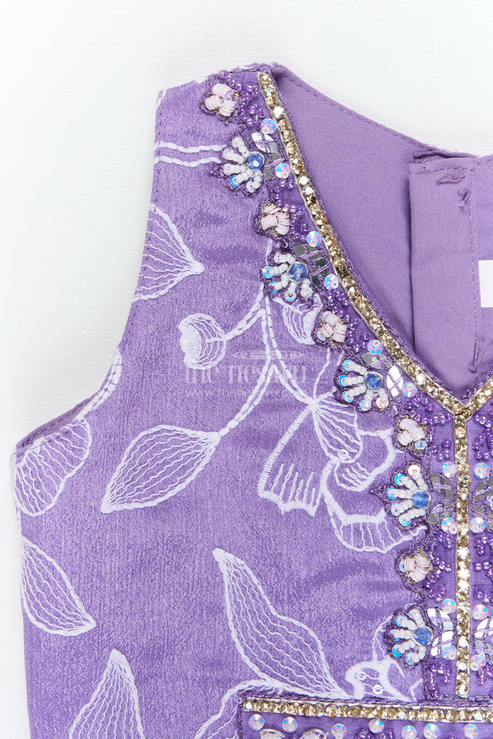 The Nesavu Girls Sharara / Plazo Set Girls Festive Palazzo Set for Weddings and School Ethnic Days Nesavu Nesavu girls palazzo set with embroidered blouse for weddings and ethnic school days
