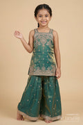 The Nesavu Girls Sharara / Plazo Set Girls Festive Sharara Outfit with Zari Thread Work and Flared Silhouette Nesavu Nesavu festive sharara set for girls with zari embroidery and dupatta – perfect for cultural events and weddings