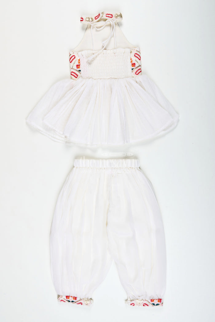 The Nesavu Girls Sharara / Plazo Set Girls Festive Sharara Set with Sequin Embroidery for Ethnic Wear Nesavu Nesavu girls white georgette sharara set sequin embroidery festive occasions traditional celebrations